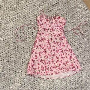 Floral Pink sundress lace up back